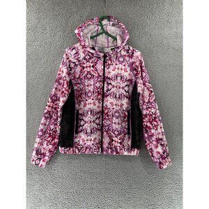 Champion Hooded Track‎ Jacket Women's Size Large Pink Floral TieDye Gym Running